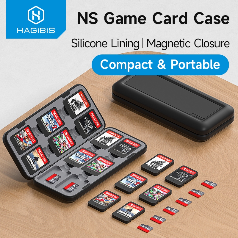 Hagibis SWITCH การ์ดเกมสําหรับสวิทช์ 1/2/OLED/Lite แบบพกพา Magnetic Storage Organizer Micro SD กล่อง