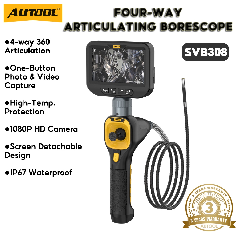 Autool SVB308 1080 HD ยานยนต์อุตสาหกรรม Endoscope พร้อมไฟ Autofocus Endoscope การตรวจสอบเลนส์กล้องสําหรับ IMG และวิดีโอ