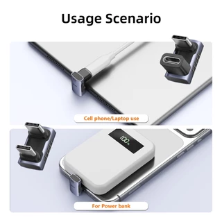 SUNKANDI Type-c USB 4.0 อะแดปเตอร์มุม 40Gbps 240W Fast Charging 8K @ 60Hz การส่งผ่านวิดีโอเพิ่มเติมประหยัดพื้นที่ Type-C ถึง Type-C