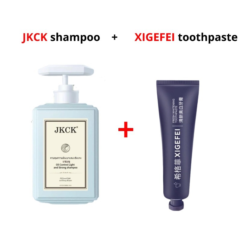 JKCK Oil Control Shampoo + XIGEFEI Whitening Toothpaste Combo, 2-in-1 Hair & Oral Care Set สําหรับใช