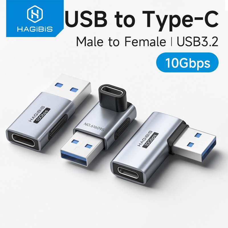 อะแดปเตอร์ USB เป็น USB C Hagibis USB A ชายประเภท C หญิงตัวเชื่อมต่อมุมขวา OTG สําหรับ USB แฟลชไดรฟ์เมาส์คีย์บอร์ด