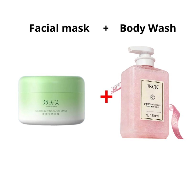 ZHUFU Night Brightening Facial Mask + JKCK Starlit Illusion Sand Body Wash Set