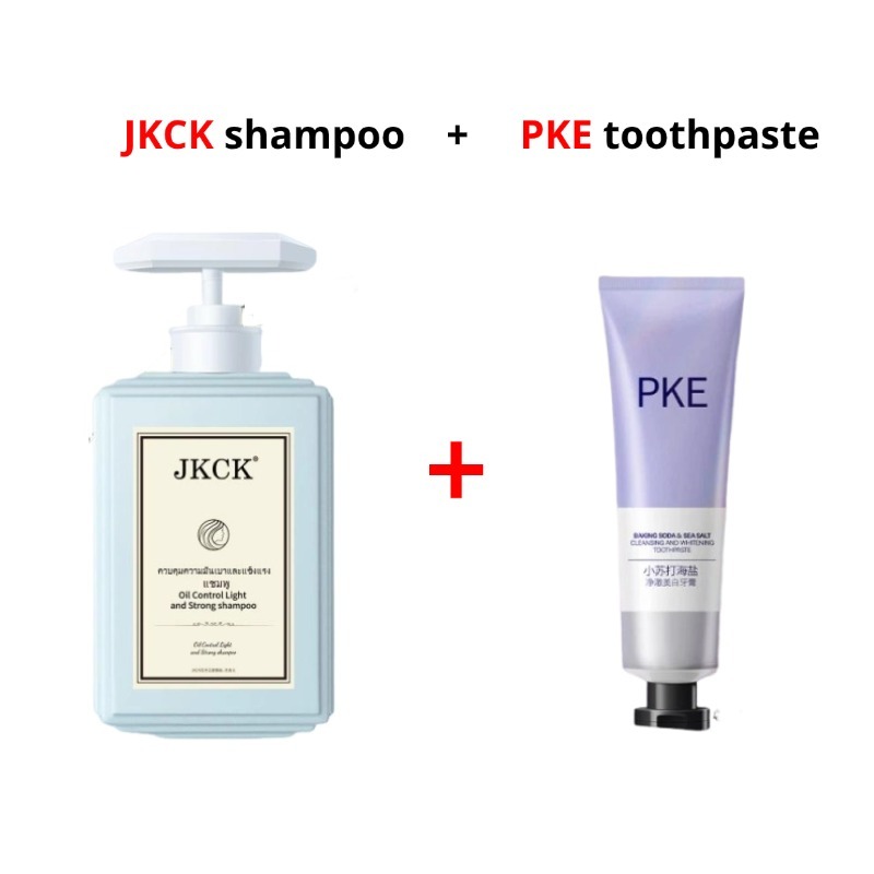 JKCK แชมพูบํารุงกําลังควบคุมความมัน + ชุดยาสีฟันไวท์เทนนิ่งเกลือทะเล PKE Baking Soda