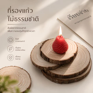 แผ่นไม้สนธรรมชาติ รองแก้วไม้ธรรมชาติ แผ่นรองเทียน พร็อพถ่ายสินค้า ของตกแต่งบ้าน มินิมอล ไม้แท้ S00016