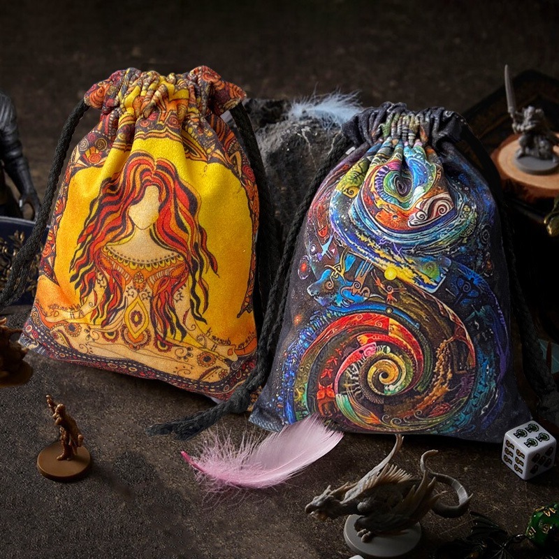 Mystic Goddess Velvet Drawstring Bag Tarot Cards Storage Pouch Luxury Jewelry Bracelet Organizer Dic