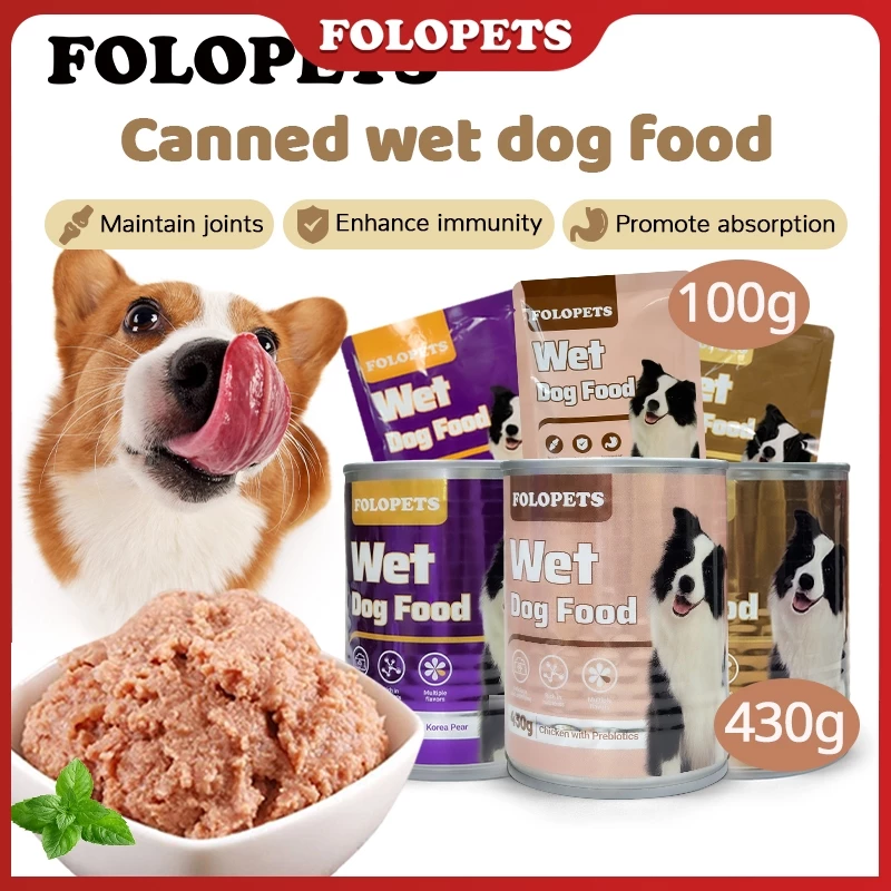FOLOPETS อาหารสุนัขกระป๋องสุนัขสุนัขหลายรสชาติอาหารเปียกอาหารสัตว์เลี้ยงอินทรีย์ธรรมชาติบริสุทธิ์ 100g/430g