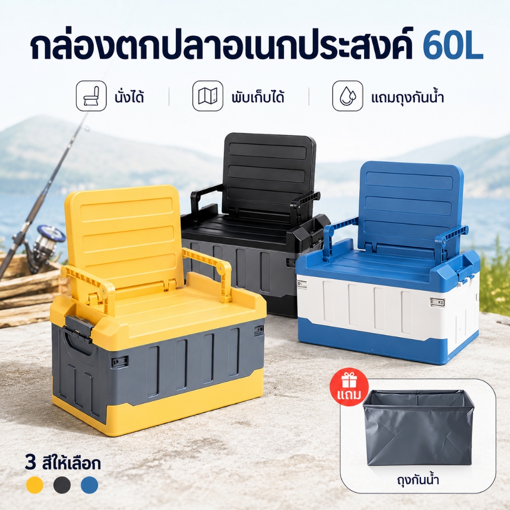 กล่องใส่อุปกรณ์ตกปลาอเนกประสงค์ 3 สี กล่องเก็บเหยื่อ ตะขอ อุปกรณ์ตกปลา แข็งแรง กันกระแทก พกพาง่าย จัดระเบียบได้จุเยอะ Fishing Box