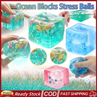 🚀ประเทศไทย🚀4 ชิ้นการ์ตูนเชลล์ความเครียดบรรเทาของเล่นความเครียดบรรเทา Ice Cube Squishy Ball Fidget ของเล่น 3D การ์ตูน Ocean SHELL Squeeze Ball สําหรับเด็กผู้ใหญ่