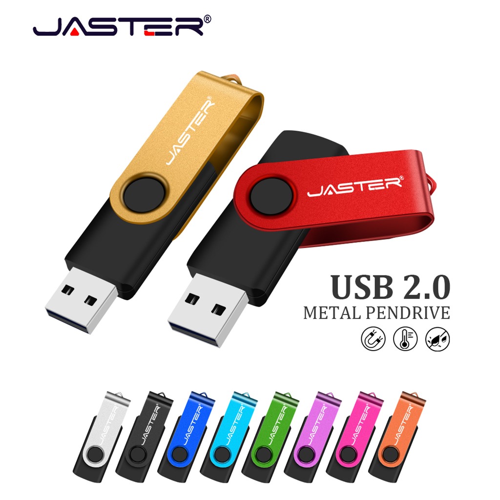 JASTER ขายส่ง USB 2.0 แฟลชไดรฟ์ปากกาโลหะสีสันสดใสพร้อมการออกแบบ Pendrive ฟรีโลโก้ที่กําหนดเอง 4GB 8GB 16GB 32GB 64GB