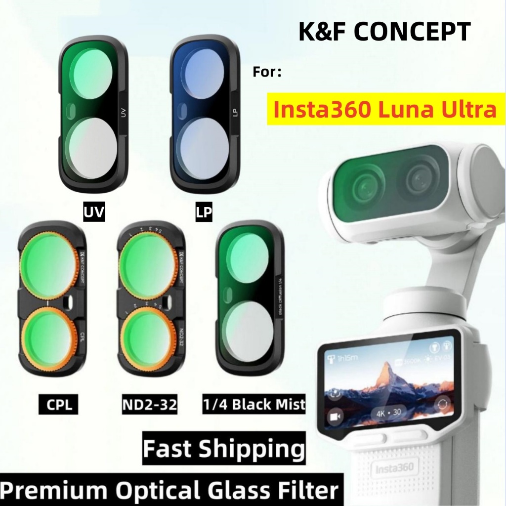 K&F Concept UV CPL ND Black Mist 1/4 ตัวกรองแม่เหล็กสําหรับ Insta360 Luna Ultra,Optical Glass Magnetic Filter, Fast Shipping