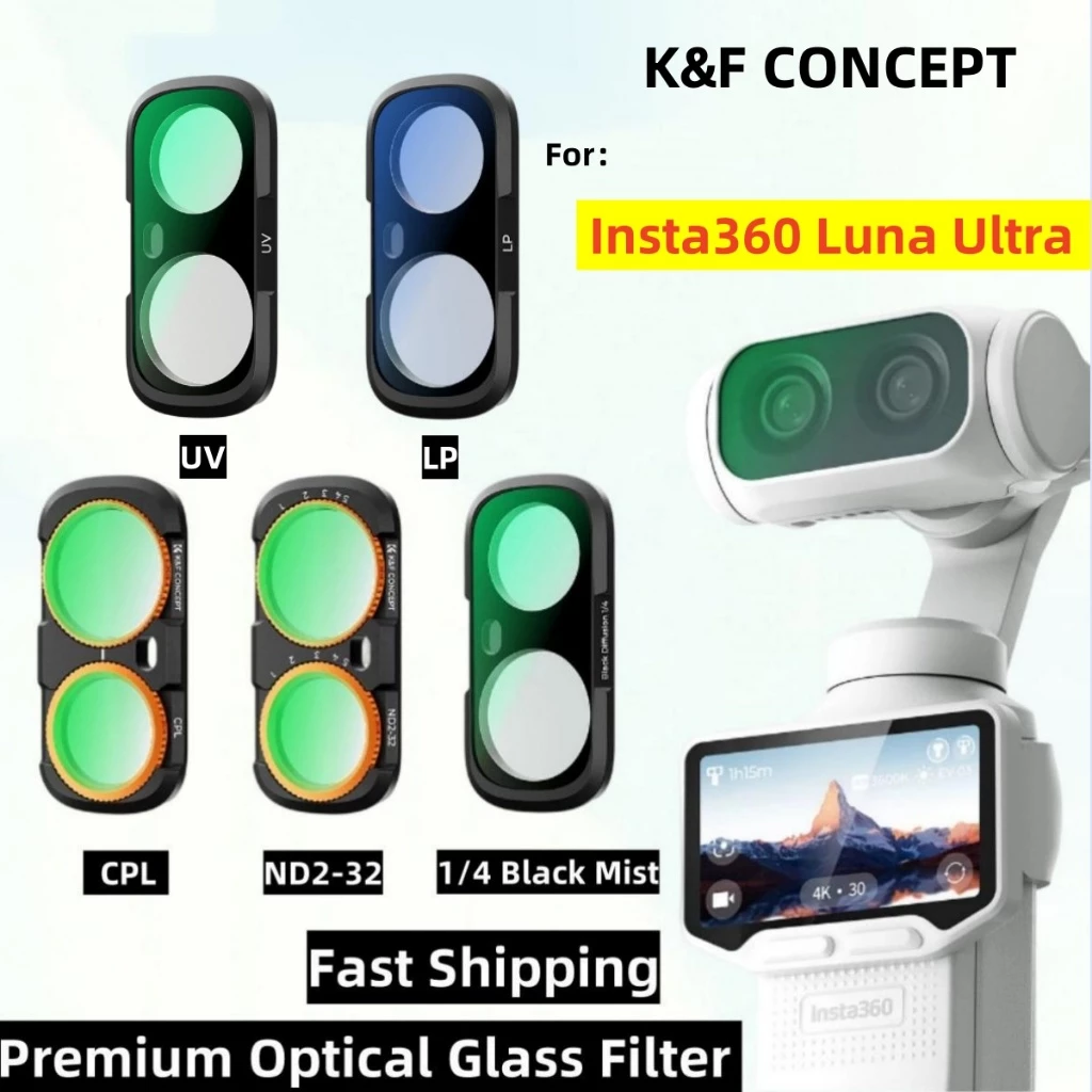 K&F Concept UV CPL ND Black Mist 1/4 ตัวกรองแม่เหล็กสําหรับ Insta360 Luna Ultra,Optical Glass Magnetic Filter, Fast Shipping