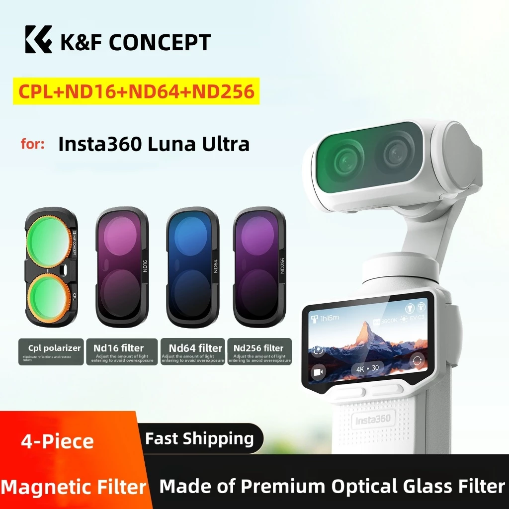 K&F Concept UV CPL ND Black Mist 1/4 ตัวกรองแม่เหล็กสําหรับ Insta360 Luna Ultra,Optical Glass Magnetic Filter, Fast Shipping thumbnail 6