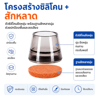 ปลอกขาเก้าอี้ซิลิโคนฐานสักหลาด สำหรับขากลมและขาเหลี่ยม ป้องกันรอยพื้น ลดเสียง