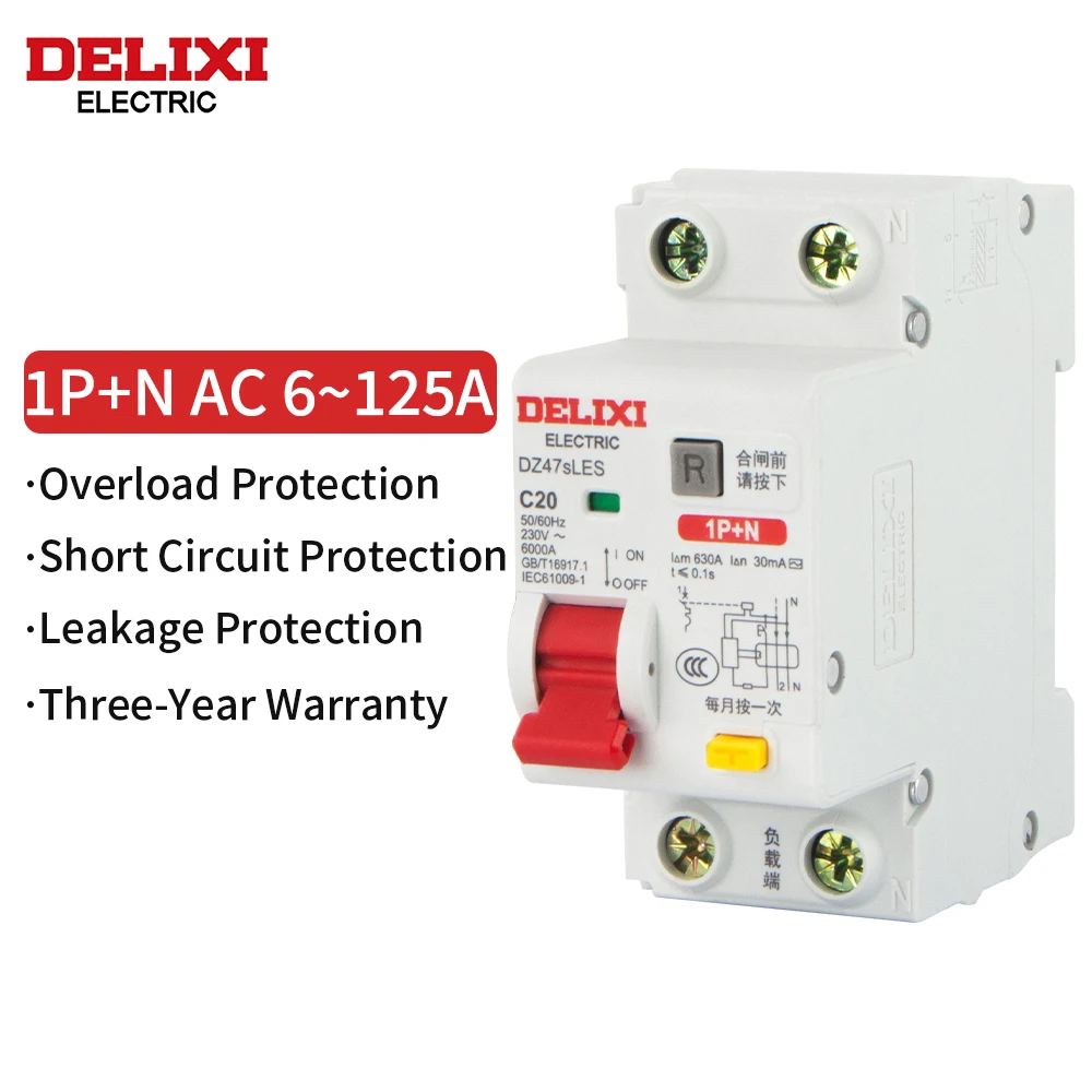 DIXI DZ47SLES 1P + N 2P 3P 3P + N 4P Circuit Breaker C ประเภท Over และ Short Current ป้องกันการรั่วไ