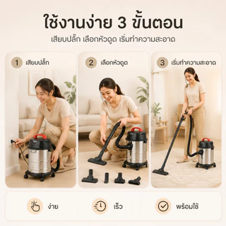 TIXX เครื่องดูดฝุ่น เป่าลม ดูดน้ำได้ ที่ดูดฝุ่น กำลังสูง 18L 1800W Vacuum Cleaner