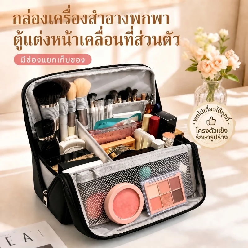 กระเป๋าเครื่องสำอาง แบบแขวน จัดระเบียบง่าย แยกช่องชัดเจน ใช้งานสะดวก สำหรับเดินทาง
