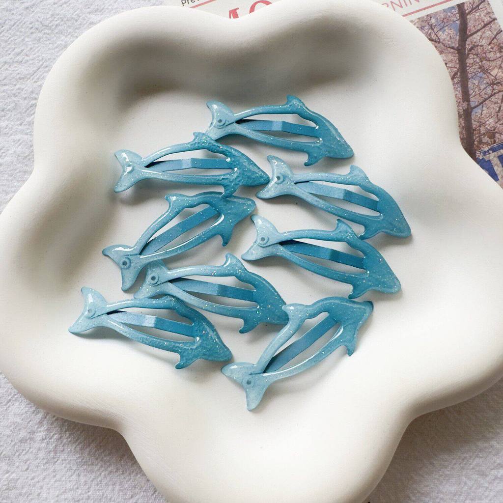 Blue Little Dolphin น่ารัก Hairpin Gradient bb คลิป y2k สาว Hairpin