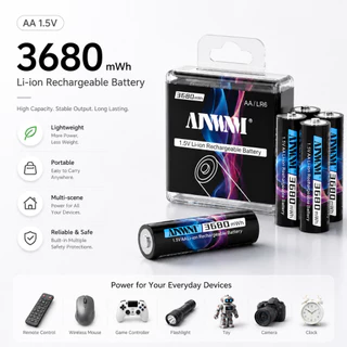 1.5V AA แบตเตอรี่ชาร์จ 3680mWh แบตเตอรี่ AA 1.5v