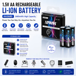 1.5V AA แบตเตอรี่ชาร์จ 3680mWh แบตเตอรี่ AA 1.5v