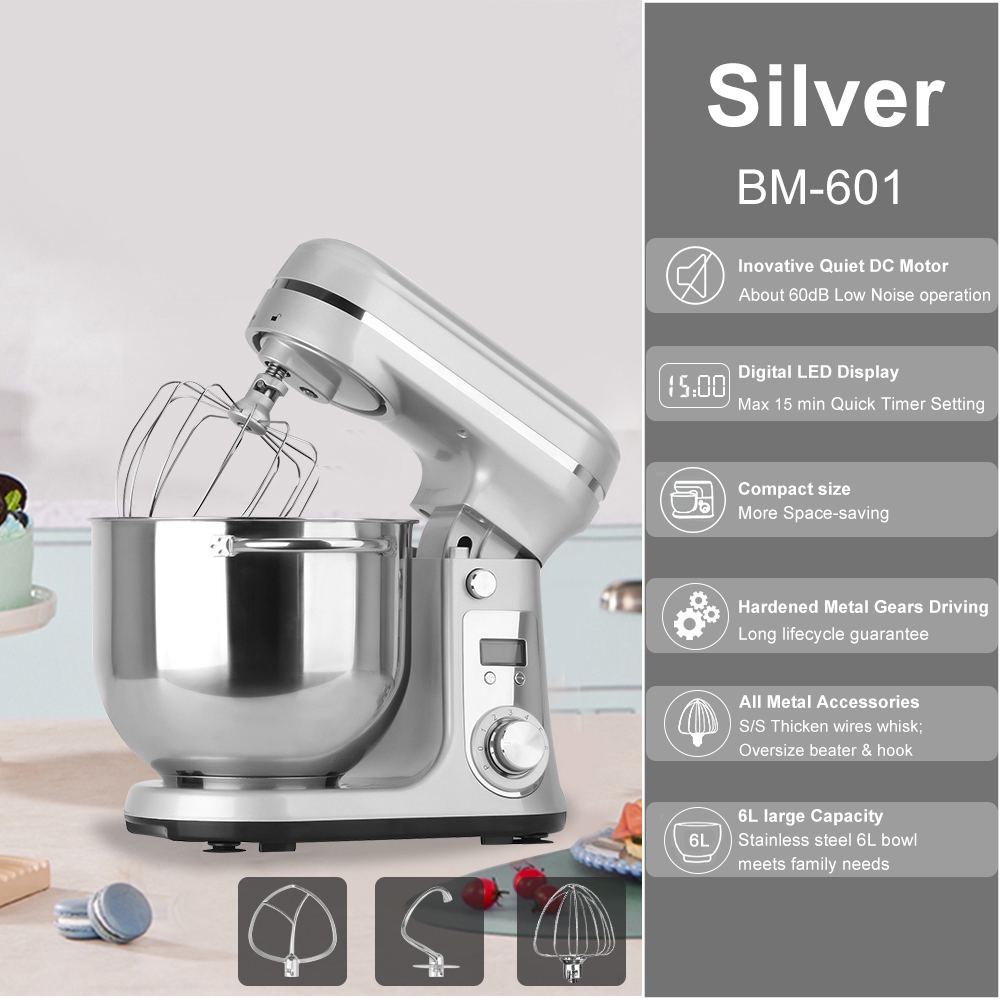 Biolomix เครื่องตีไข่ ตีแป้งโด 6 ลิตร 1200W DC มอเตอร์เงียบ 6 ความเร็ว สําหรับห้องครัว