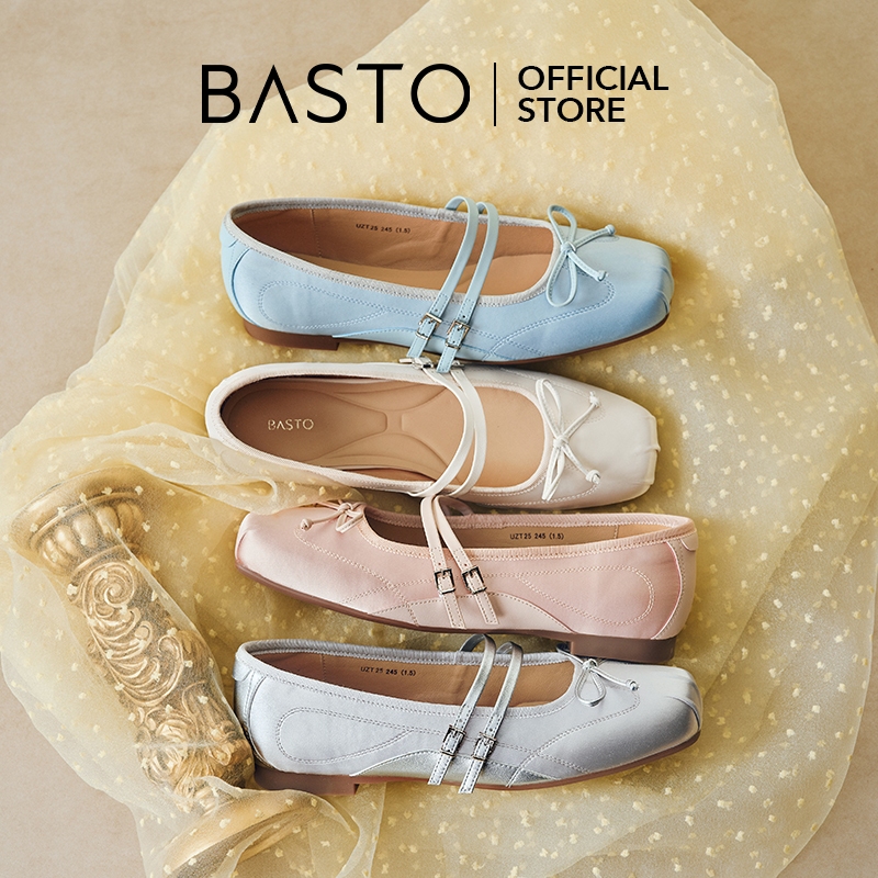 BASTO Women's Mary Jane Flat Shoes รองเท้าแมรี่เจน รองเท้าส้นแบน รองเท้าบัลเล่ต์ UZT25