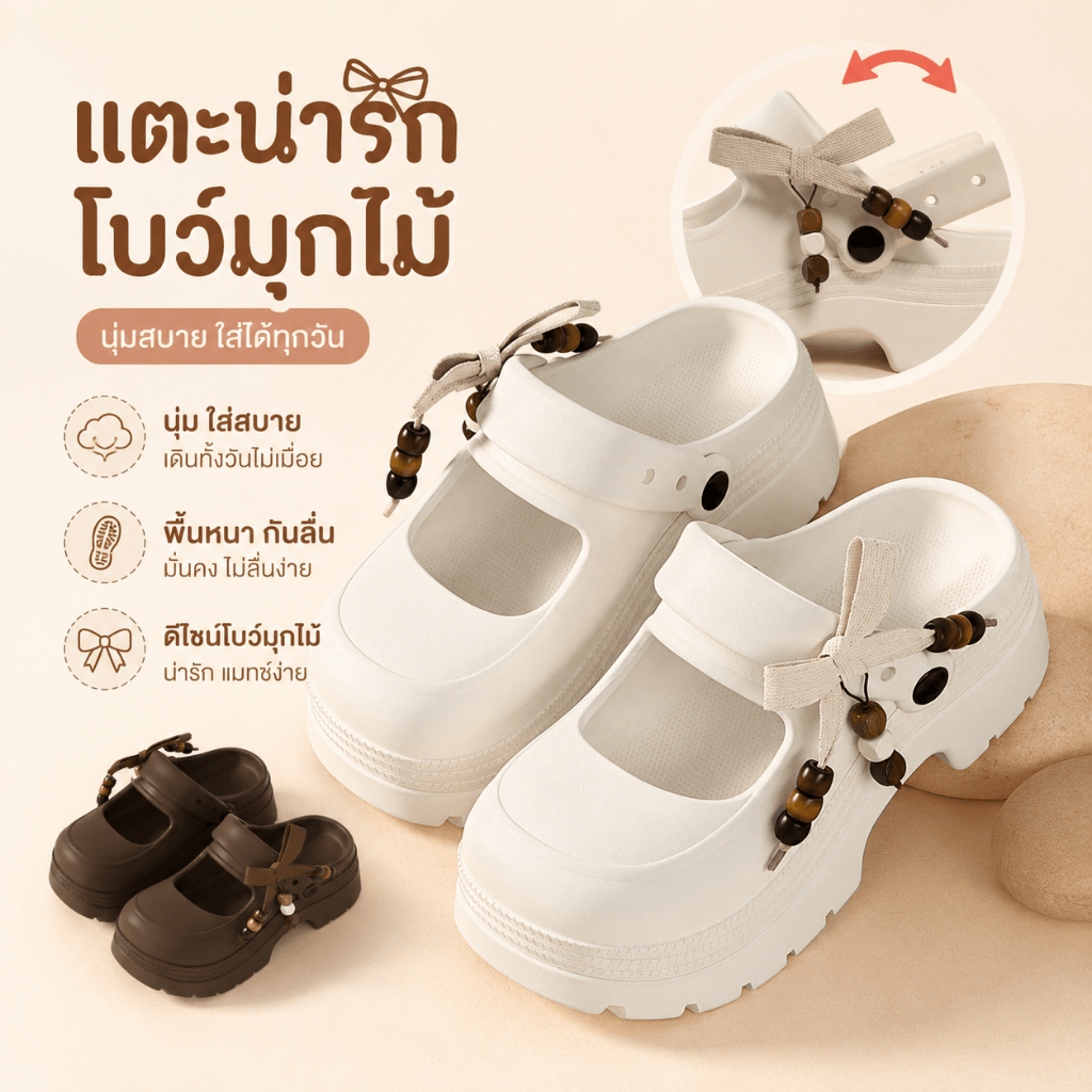 9XML รองเท้าแตะแฟชั่นเกาหลี พื้นหนานุ่ม ใส่สบาย ตกแต่งลูกปัด ใส่เที่ยวได้ทุกวัน