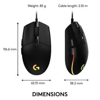 Logitech G102 LIGHTSYNC เมาส์เกมมิ่ง ไฟ RGB 8000 DPI เมาส์เล่นเกม สำหรับ PC โน้ตบุ๊ค [สีดำ/สีขาว]