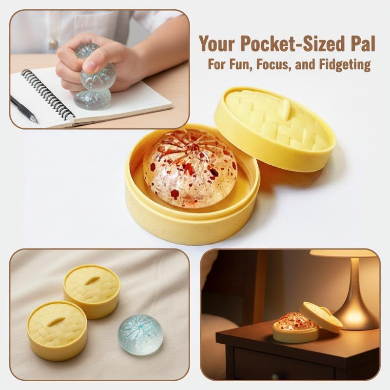 ใหม่ ของเล่นบีบคริสตัล Bun น่ารัก Mini ซุป Dumpling รูปความเครียด-relief , Venting Office Prank ของเล่น, ฟื้นตัวช้า, ของขวัญสนุกร้อน