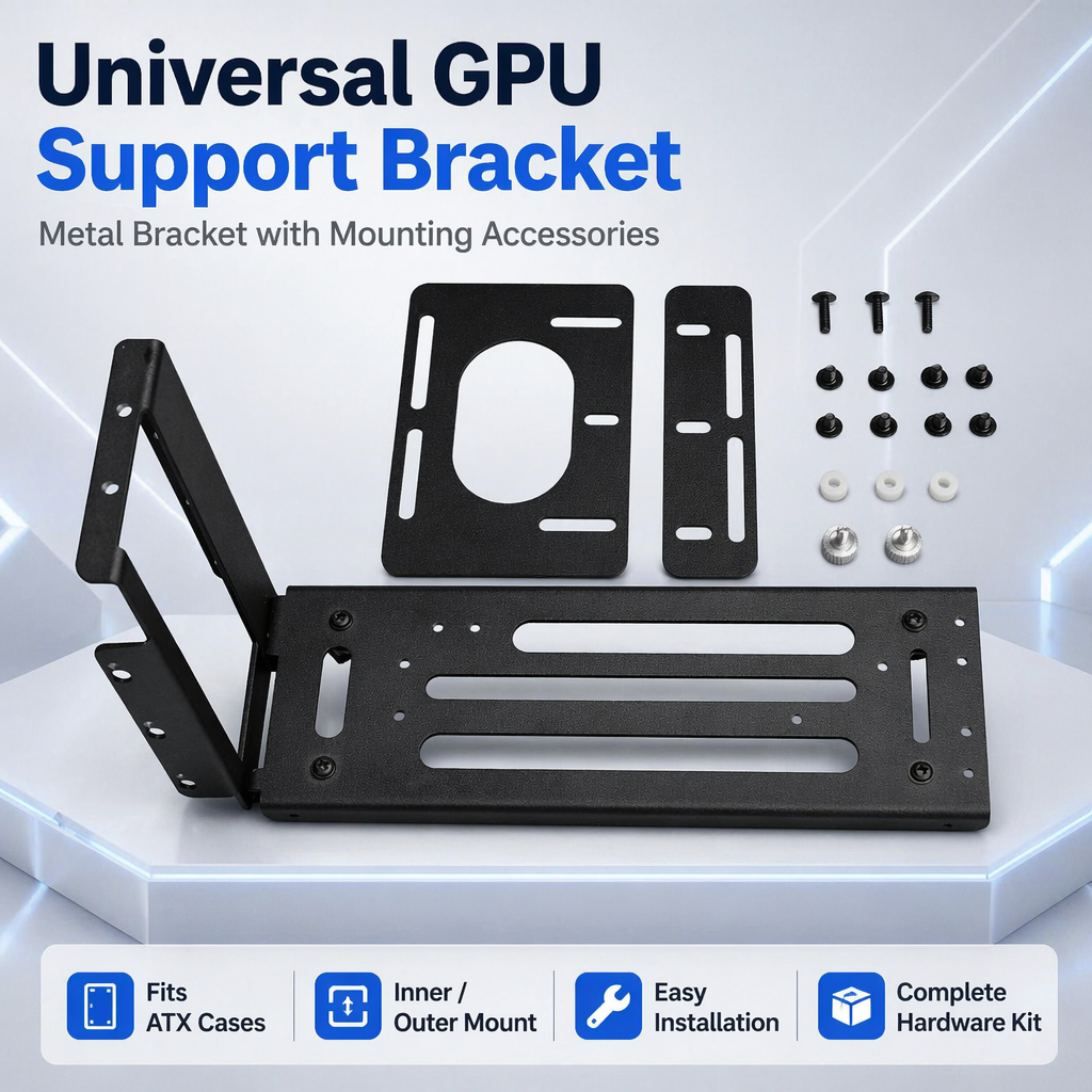 ATX Case Vertical GPU Mount Bracket 90 Degree PCI-E Support Stand Black White Compatible RTX50 Serie