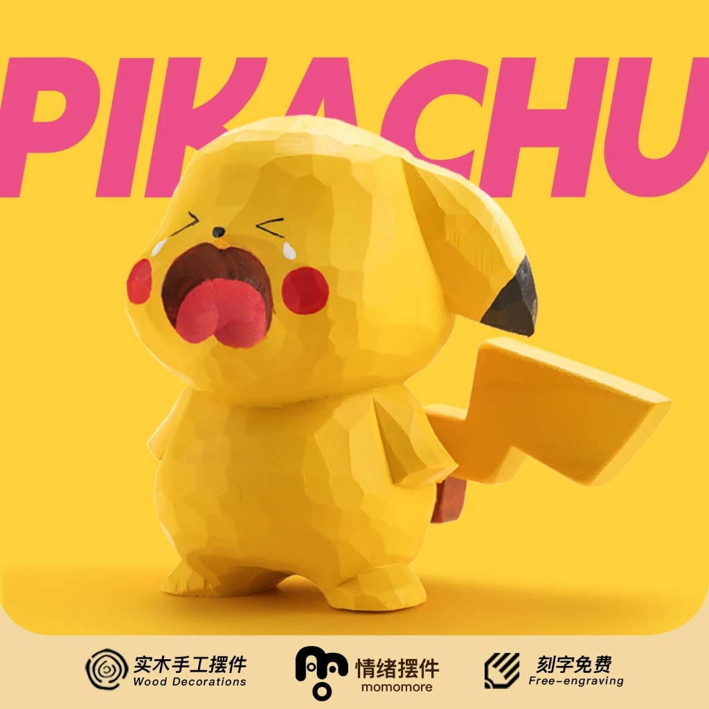 Pokemon Pokemon Pikachu Handmade ไม้แกะสลักเครื่องประดับ Pokemon รถเดสก์ท็อปของขวัญวันเกิดน่ารักหญิง