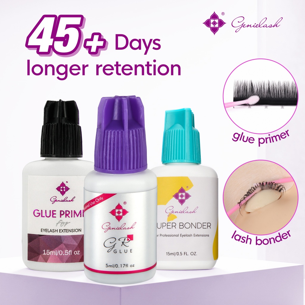 45+ Days Longer RetentionStrengthen Eyelash กาวชุด Fast Drying Eyelash กาว + ไพรเมอร์กาว + ชุด Lash 