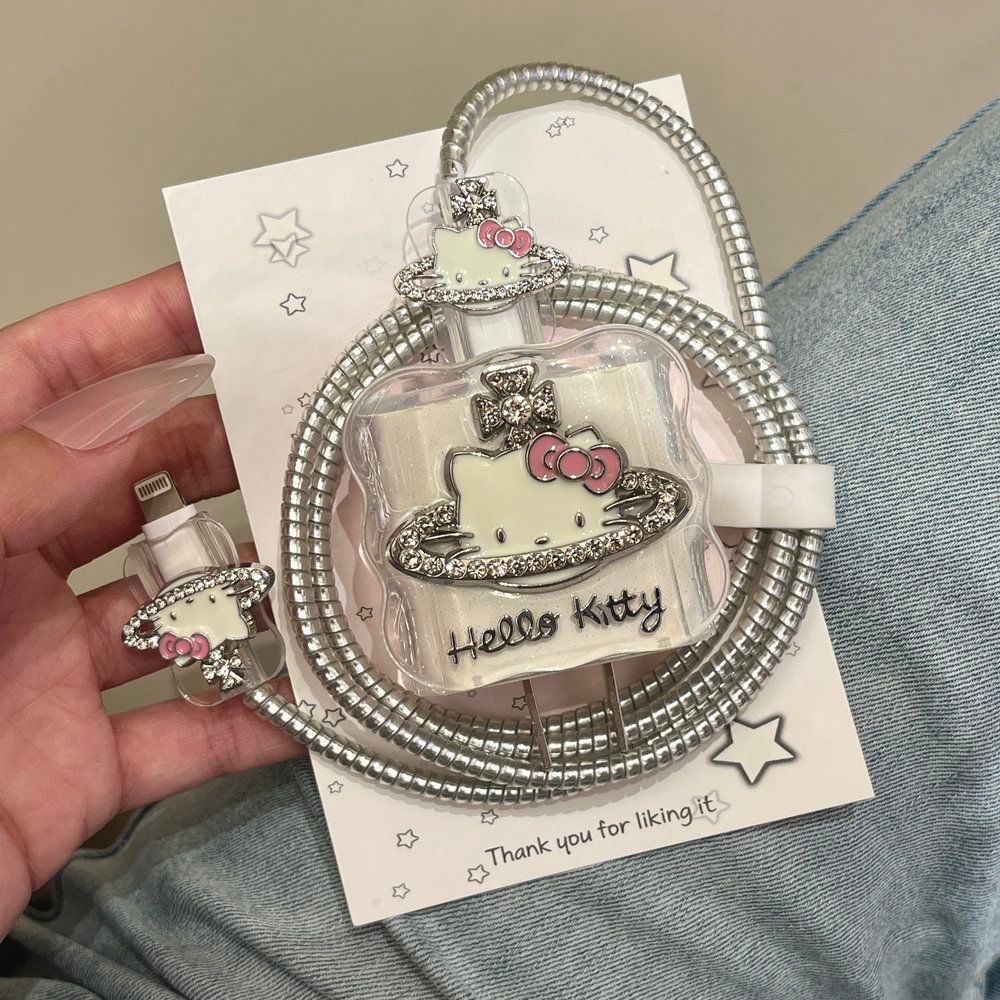 ส่งจากไทย🚚Hello Kitty Diamond Planet 20W Data Cable เคสป้องกันกันกระแทกเหมาะสําหรับ 16/15 Pro Max 14/13/12