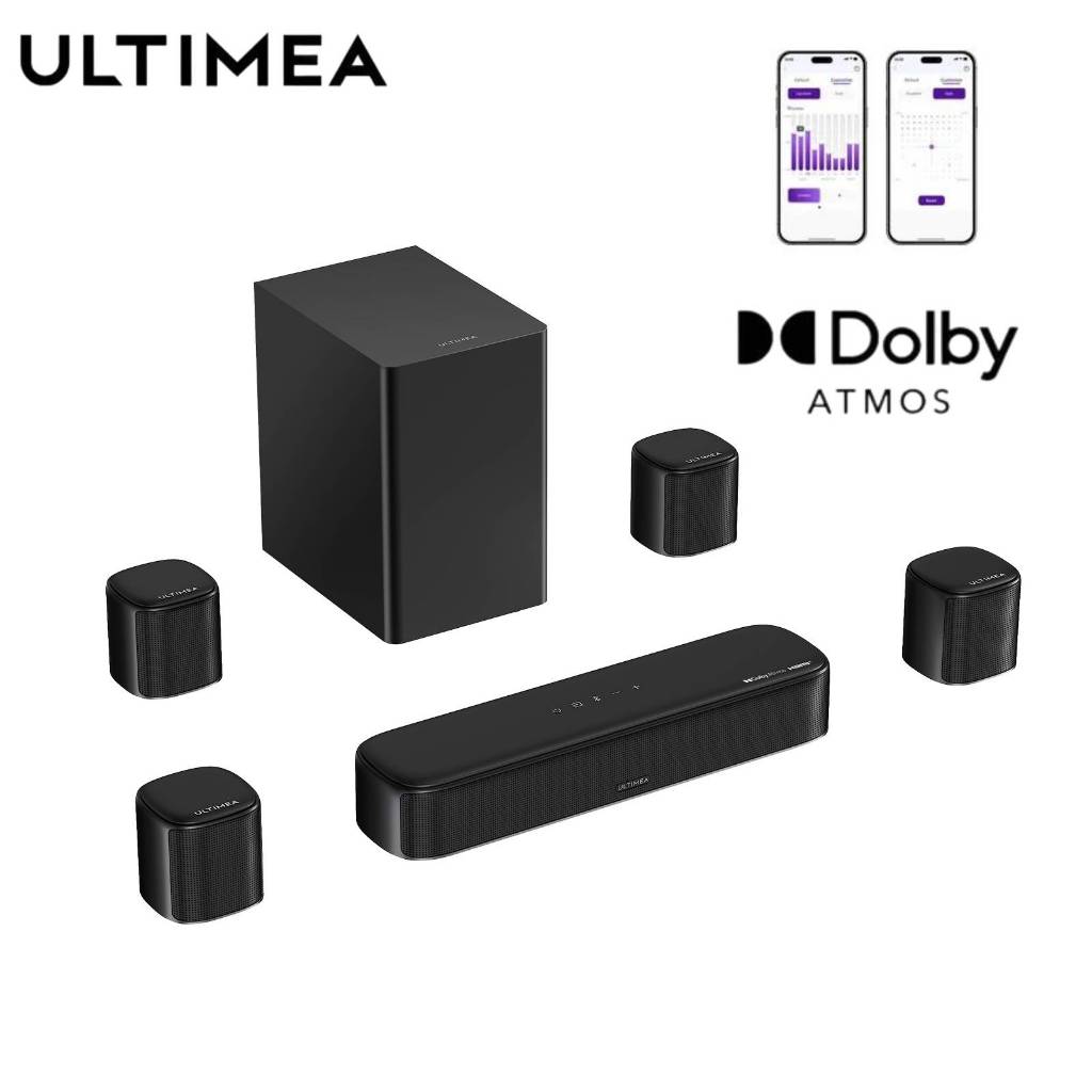 ULTIMEA Aura S5T ซาวด์บาร์ 7.1ch Dolby Atmos 420W ระบบเสียงรอบทิศทาง พร้อมซับวูฟเฟอร์ 5.25 นิ้ว ควบคุมผ่านแอป VoiceMX & BassMX สำหรับทีวี