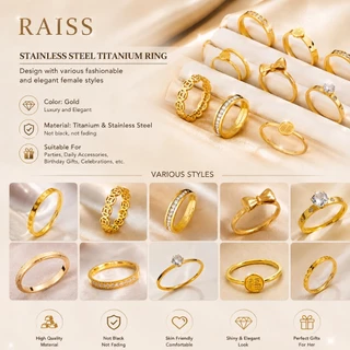 แหวนเหล็กไทเทเนียม ทอง 18k ประดับเพชร ทรงกลม สไตล์เกาหลี สําหรับผู้หญิง และผู้ชาย