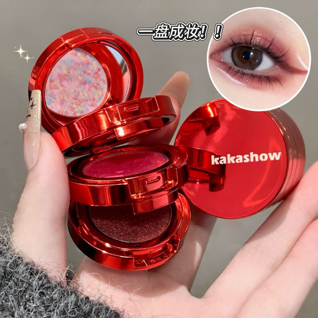 Kakashow พาเลทอายแชโดว์ 3 ชั้น Shimmer Glitter Daily Neutral Earth Tone Eye Makeup NO.C715