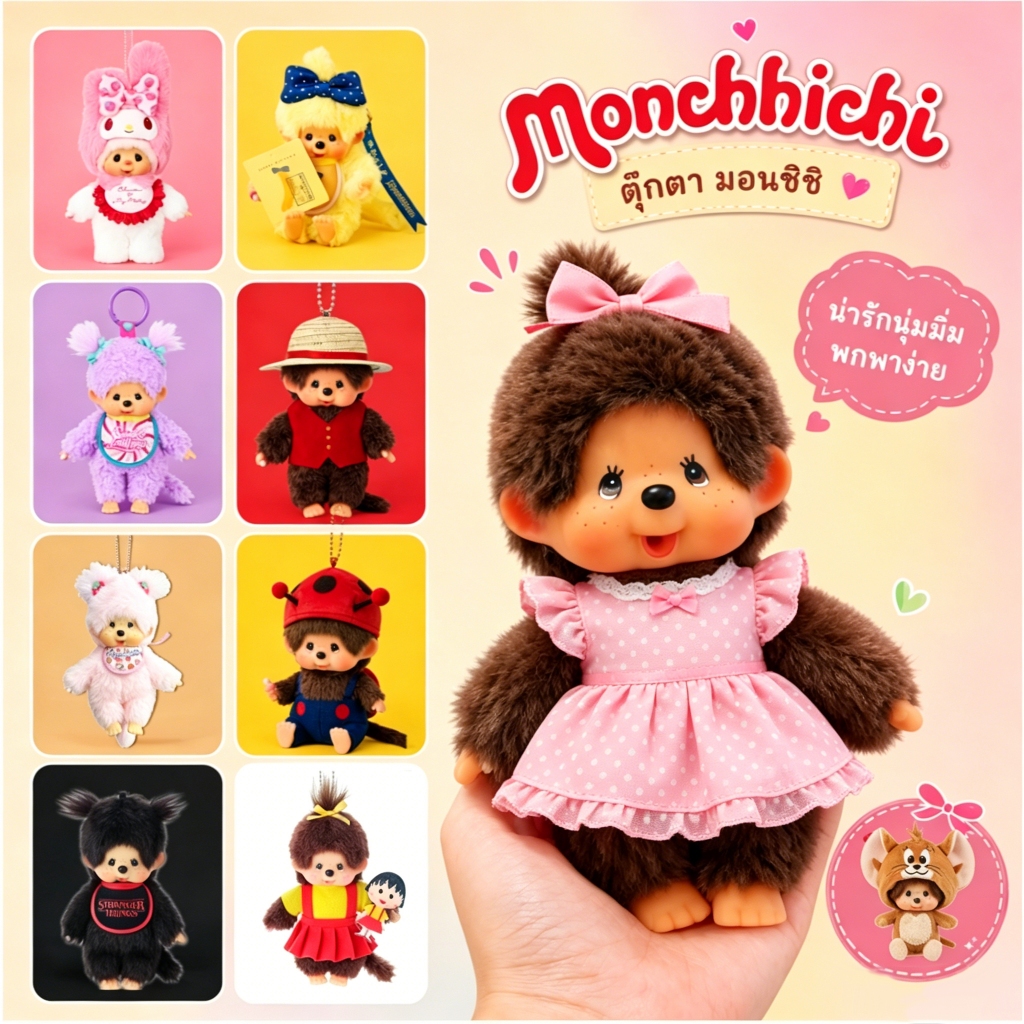 ส่งไว ของแท้ 100% พวงกุญแจตุ๊กตา Monchhichi Tokyo Banana มีทุกรุ่นเป็นอุปกรณ์ห้อยกระเป๋า Keychains