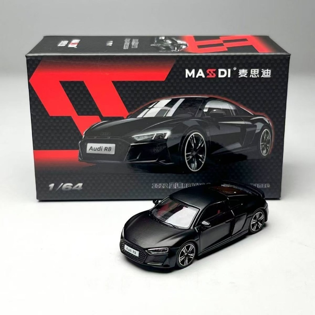 Masdi 1/64 2022 Audi R8 V10 Coupe Performance Matte สีดํา Supercar จําลองรถรุ่น Static คอลเลกชันเครื