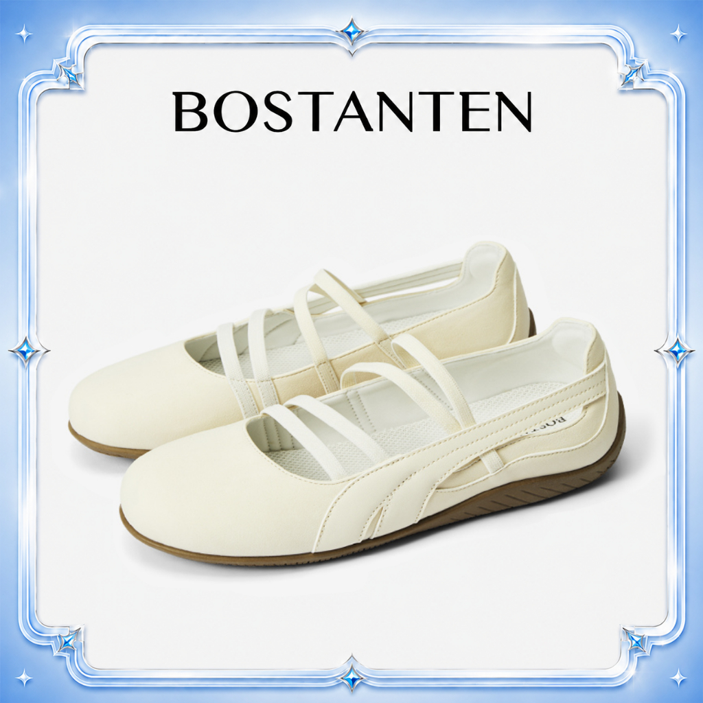 BOSTANTEN รองเท้าแมรี่เจนผ้าใบผู้หญิง  รองเท้าส้นตึกสไตล์สปอร์ตเกาหลี แฟชั่นชิคๆ ไม่กัดเท้า ใส่ได้ทุกวัน Blackpink