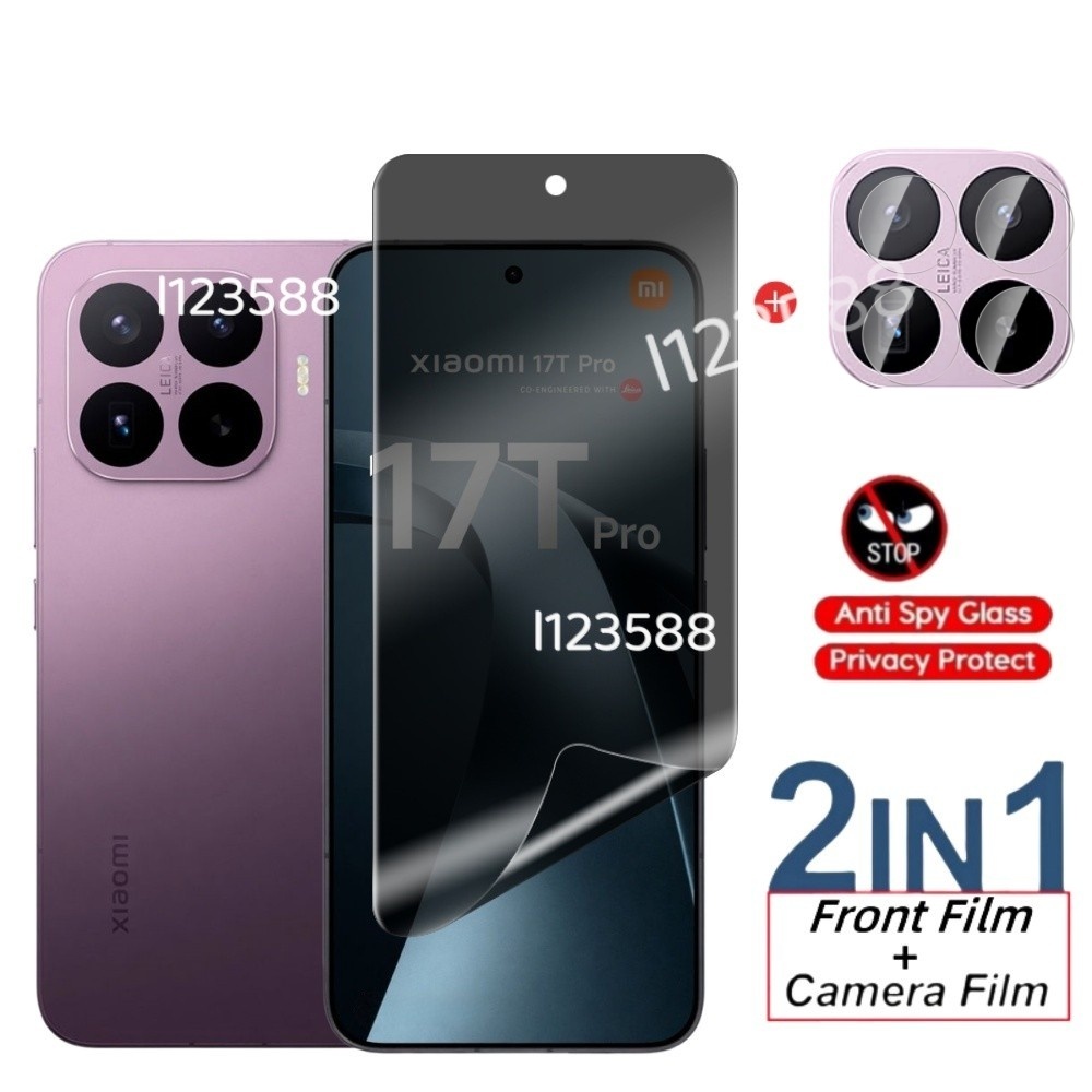 สําหรับ Xiaomi 17TPro 2026 2in 1 ความเป็นส่วนตัว Anti Spy ด้านหน้าสําหรับ Xiaomi 17T 17TPro Xiaomi17T Pro 5G Anti-ความเป็นส่วนตัว Hydrogel หน้าจอป้องกันฟิล์ม Soft Anti และเลนส์ฟิล์ม
