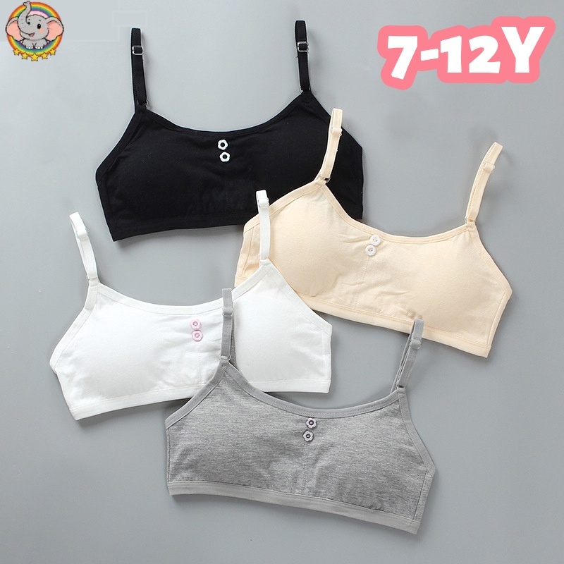 【สินค้าพร้อมส่งในไทย】เด็กชุดชั้นในผ้าฝ้ายเสื้อกั๊กนักเรียนบางสายรัดไหล่ที่ถอดออกได้แผ่นโฟมสาว7-12 ย