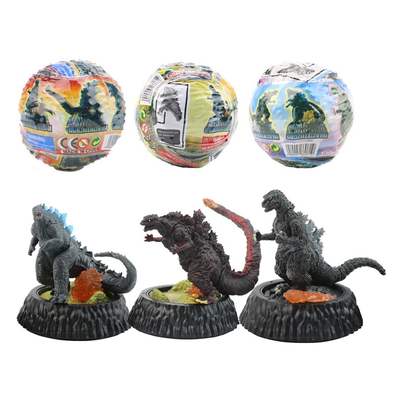 3 ชิ้น/เซ็ต 6-7 ซม. Godzilla: King of Monsters Action Figure Godzilla รุ่น Q Gashapon PVC รูปปั้นเดสก์ท็อปตกแต่งรถตุ๊กตาของเล่น