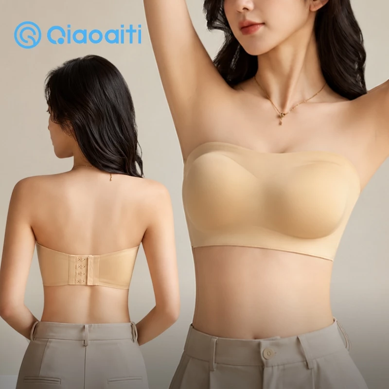 [ซื้อ 1 แถม 1]Qiaoaiti บราเกาะอก ไร้รอย ช่วยดันทรง อกชิด ระบายอากาศดี ใส่สบาย เหมาะสำหรับเสื้อเปิดไหล่