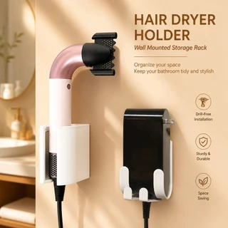 Dyson Curling Iron Straightener Organizer Multi-Functional Punch Free Wall Mounting Rack สําหรับห้องน้ํา