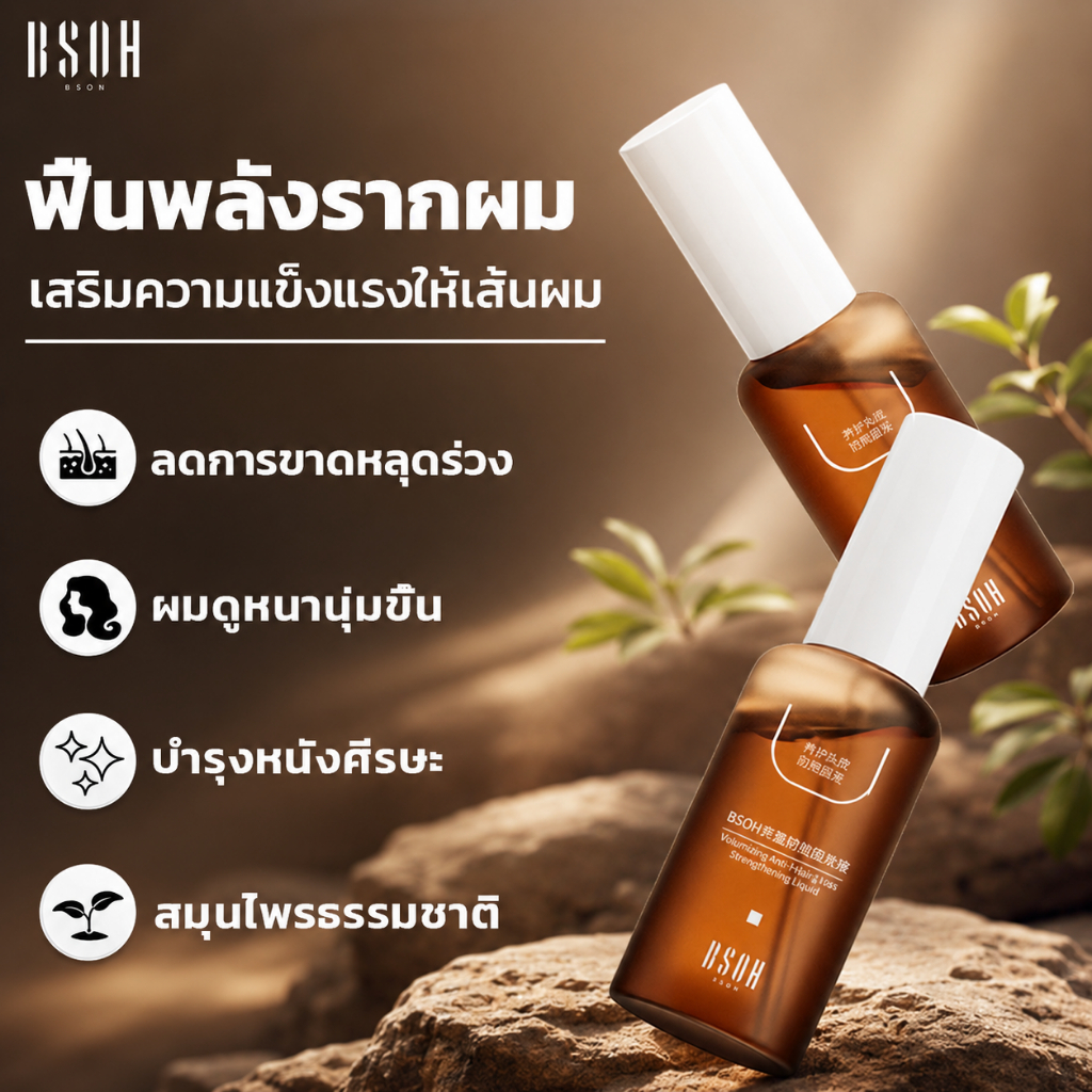 【BSOH】เซรั่มปลูกผม บำรุงรากผม ลดผมร่วง เพิ่มวอลลุ่ม ดูหนาขึ้น แข็งแรงขึ้น