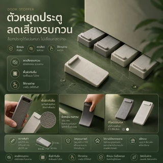 ที่หยุดประตู กันลื่น กันกระแทก กันเสียง ยางนุ่ม ป้องกันประตูปิดเอง ใช้ได้กับประตูไม้และเหล็ก S00176