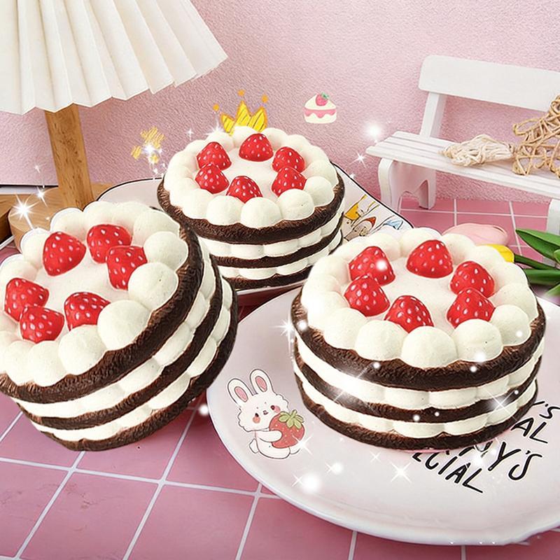 Kawaii จําลองสตรอเบอร์รี่เค้กวันเกิดกดได้ของเล่นนุ่มความดันของเล่นอาหาร-Related เค้กกดของเล่นสําหรับเด็ก