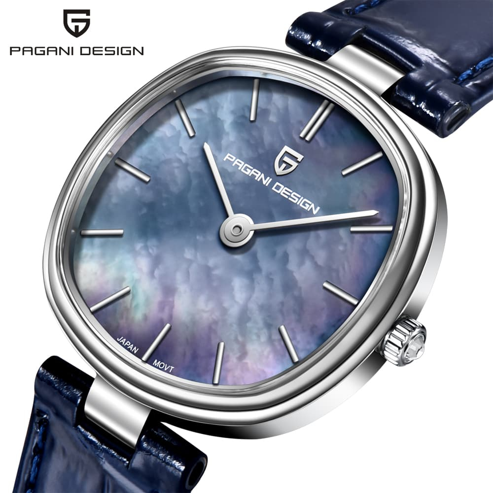 PAGANI DESIGN 1825 Elegant Natural Mother of Pearl Women Watch Vintage Oval Ladys Dress Clock
