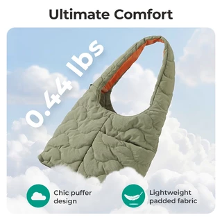 BAGSMART SOUND Tote Bag ผู้หญิง กระเป๋าสะพายไหล่ Hobo Bag นุ่มพอง น้ำหนักเบา ทนน้ำ มีซิป หลายช่อง