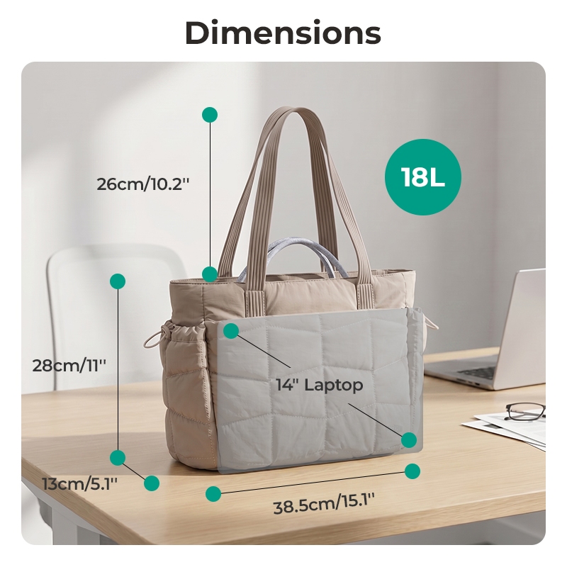 BAGSMART حقيبة توت منفوخة TRINI ‏18 لتر تتسع للابتوب 14 بوصة — صورة 2