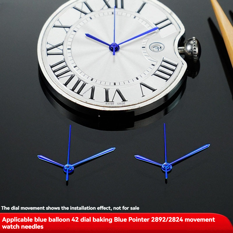 เหมาะสําหรับ Cartier Blue Balloon Watch Blue Pointer 2892/2824 Movement Watch Hand Hours Second Hand